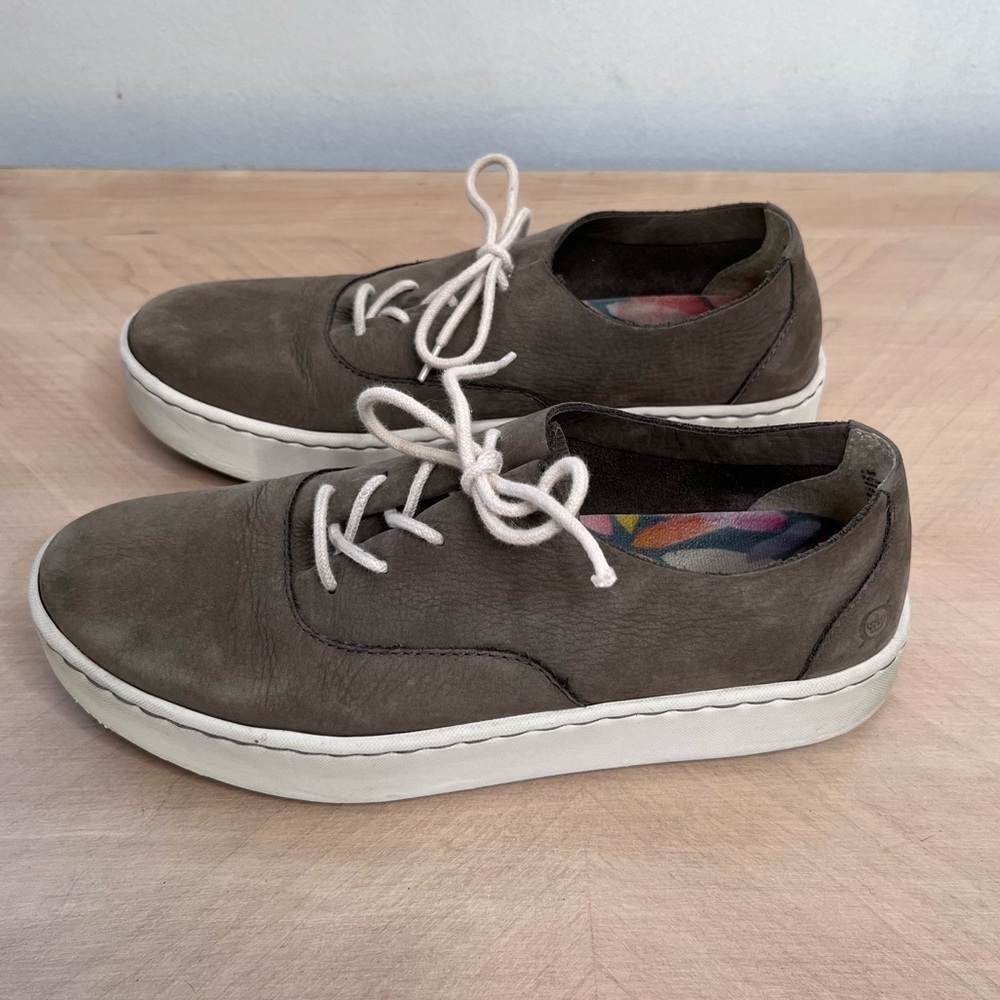 Born Sven Dark Gray Nubuck Leather Platform Sneakers size 8.5
